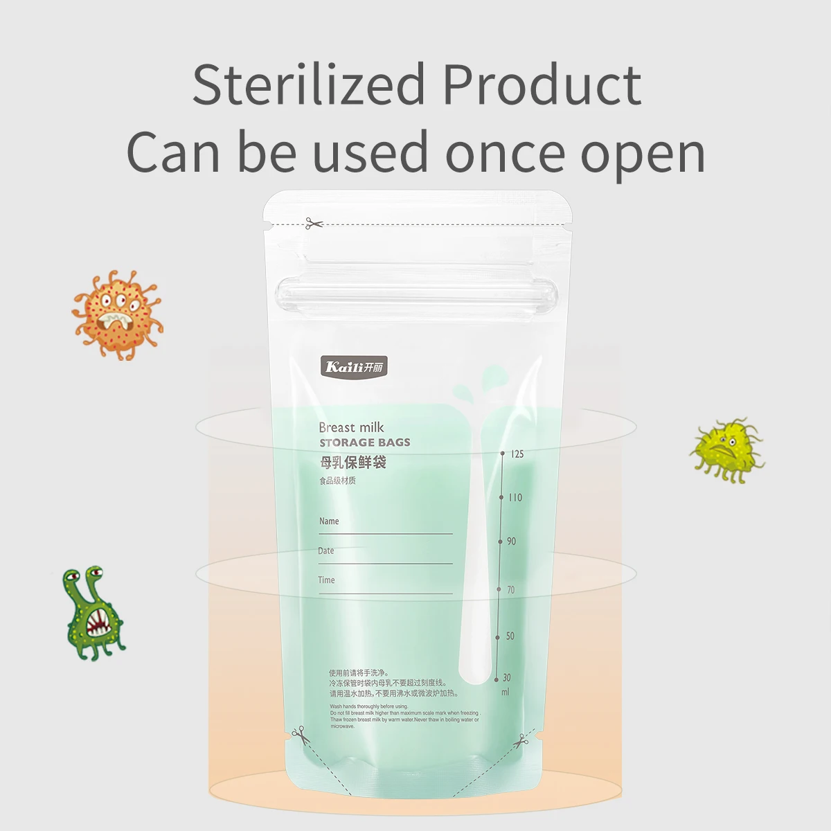 High Quality Breastfeeding Accessories Freezing Milk 180ml 200ml Disposable PC Breastmilk Storage Bags