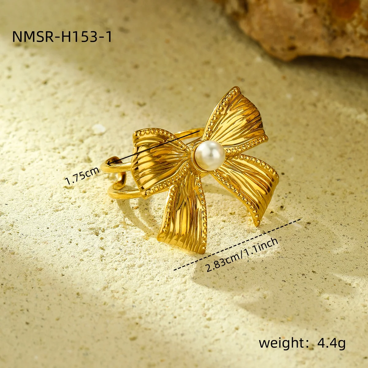NIMAI 4pcs Bowknot Fashion Jewelry Set Women Stainless Steel Butterfly Pearl Blade Chain Necklace Earrings Bracelet Rings Kit