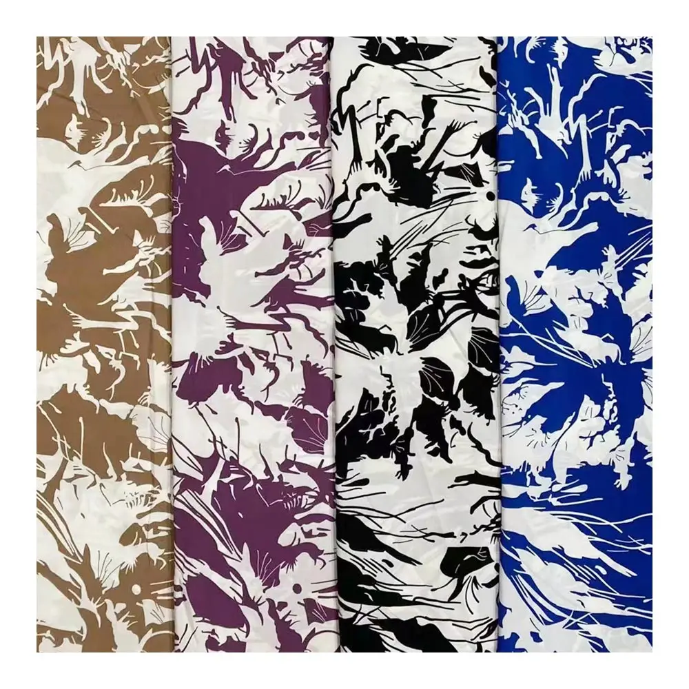 Super cheap 120gsm woven 4-way 75D 100D polyester spandex printed four 4 way stretch fabric for dress
