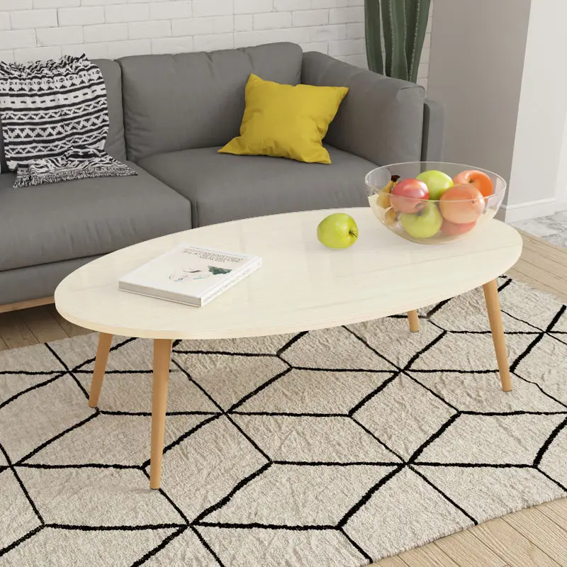 Современный декоративный деревянный журнальный столик овальной формы для гостиной