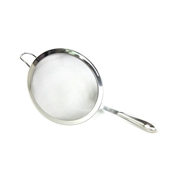2023 Stainless Steel Fine Mesh Strainer with Reinforced support wire filter spoon with thickened handle for filter out impuritie