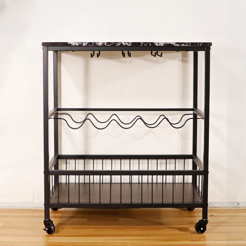 Multifunctional Drawers Storage Carts with Wine Rack