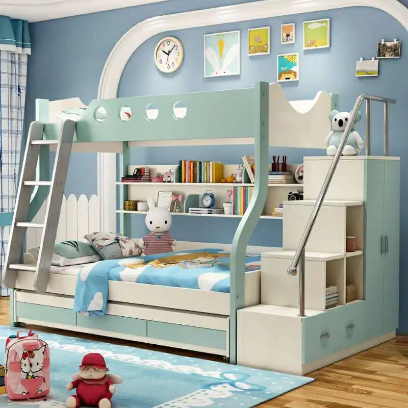 children kid bunk beds with stairs cheap and durable safely solid wood beds for double student in dormitory