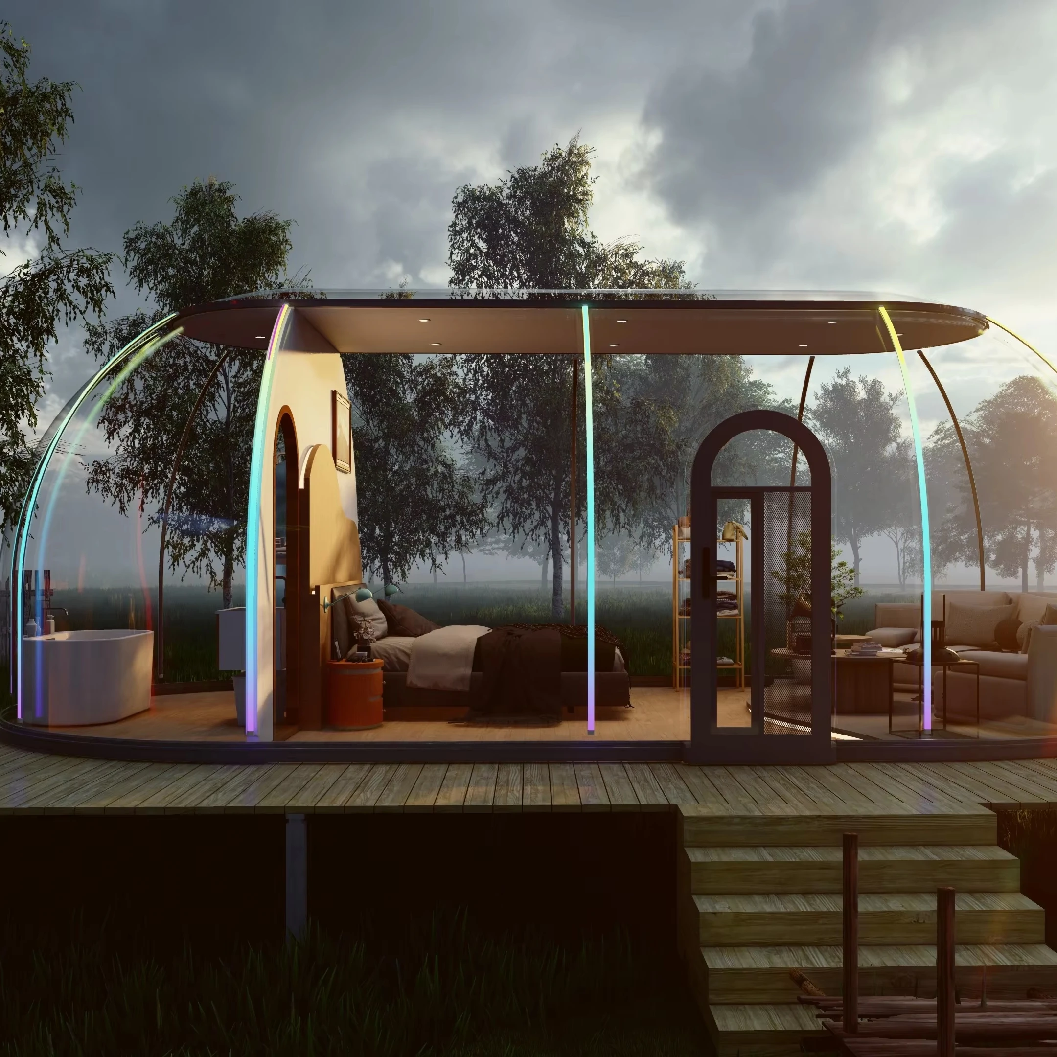 Bubble dome Polycarbonate Tent wedding capsule Dome house For Resorts outdoor Glamping Pod with bathroom