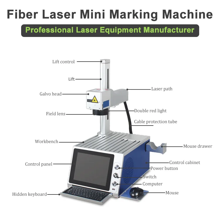 Hot sale desktop Fiber laser machine bevel built in computer touch screen Fiber laser marking machine for metal