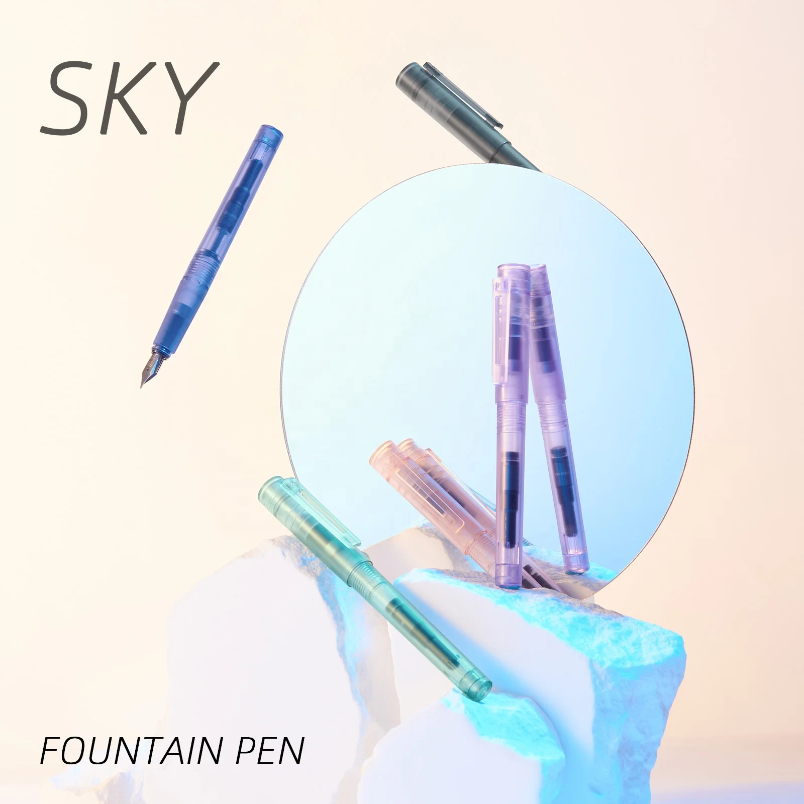 KACO SKY II Fountain Pen, Black Barrel, Extra Fine Nib with 2 Black Ink Cartridges and 1 Converter in PP Box
