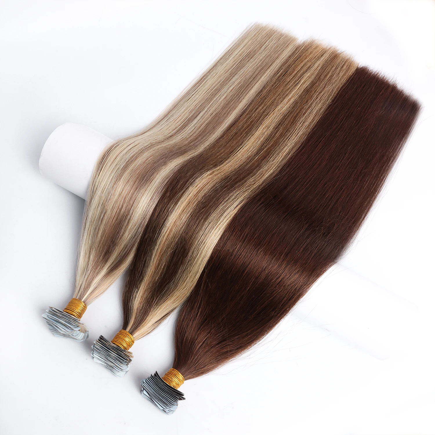 Luxury 12A European Injected Tape Ins Virgin Cuticle Aligned Piano Color Human Hair Invisible Tape in Hair Extension