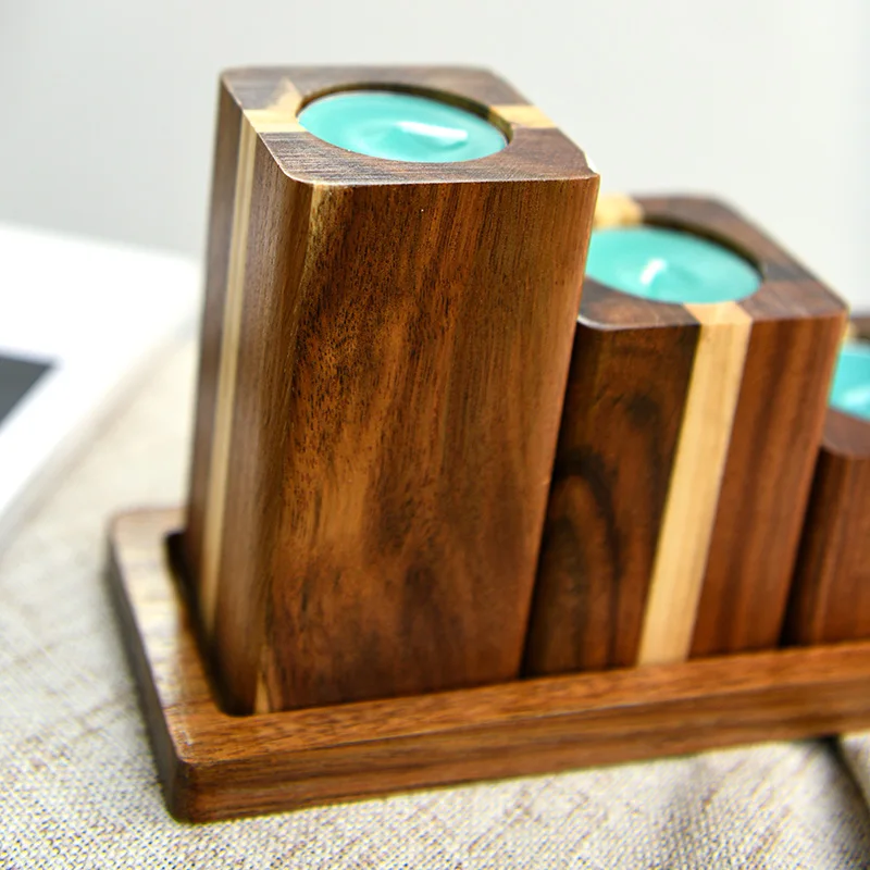 Aspire high  quality Custom Wholesale Wooden candle holder Large Empty Candle Container Candle