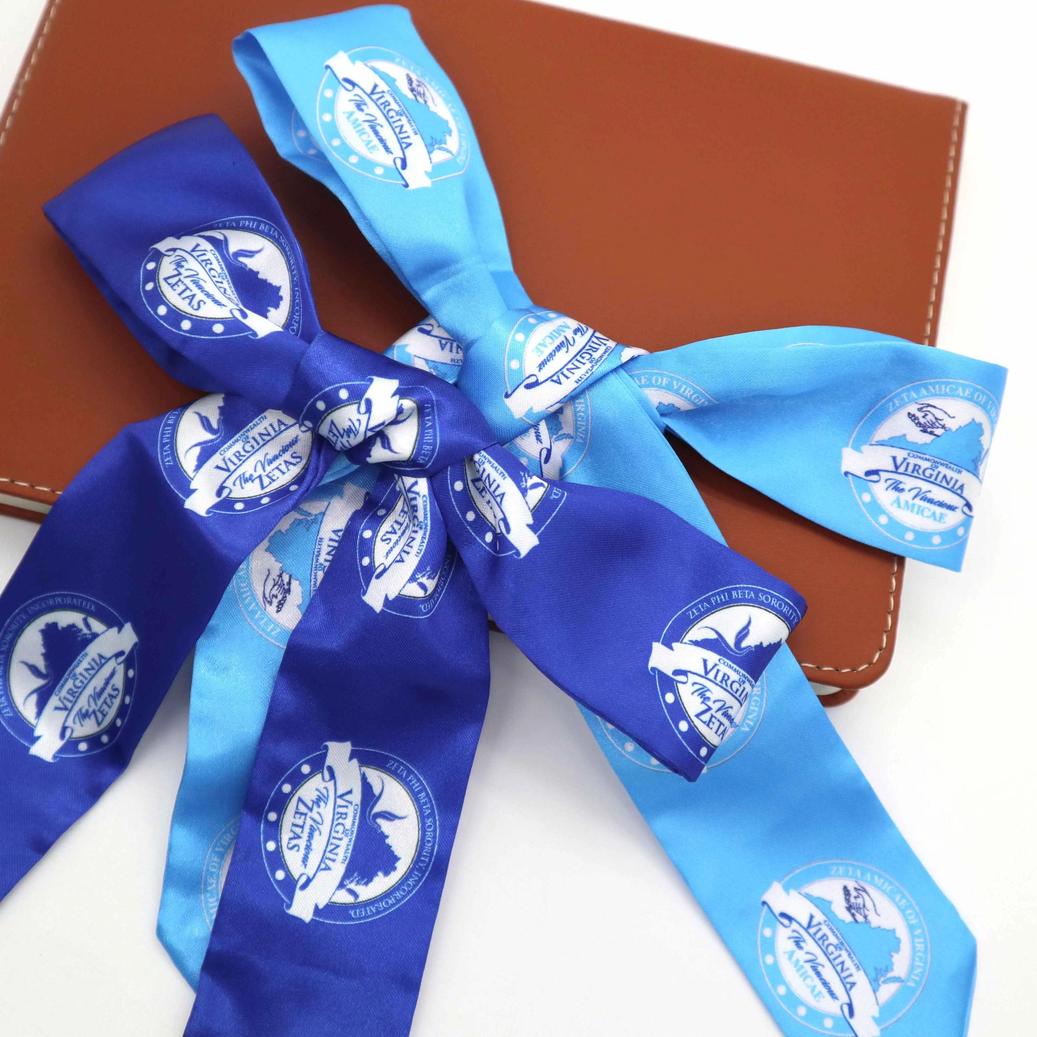 Шелковый шарф по индивидуальному заказу с ZETA PHI BETA SORORITY модная сумка Синий длинный