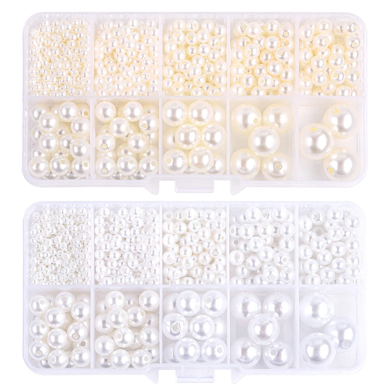 Yiwu Wholesale Hot 800Pcs Mix Size ABS Pearl Beads Craft Kit Set With Box For DIY Jewelry Necklace Bracelet Earring Making Kit