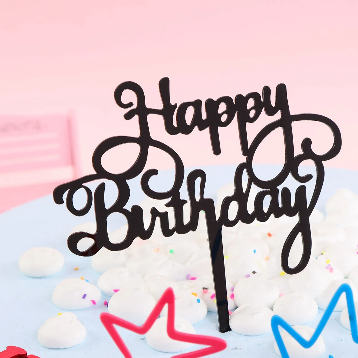 Wholesale 7 Colors Happy Birthday Cake Topper Acrylic Cake Decorations