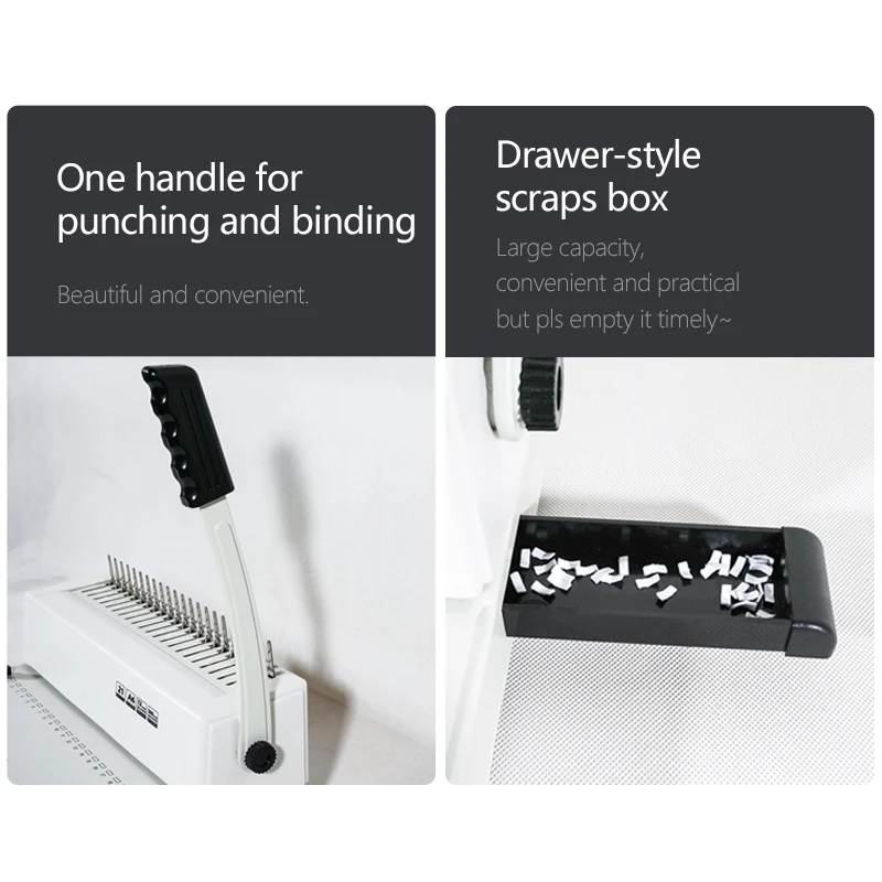 SONTO Paper Binder Manual Punch Comb Binding Machine for Office 21 Hole 450 Sheets White Manual Printing Binding Spiral USD15-25