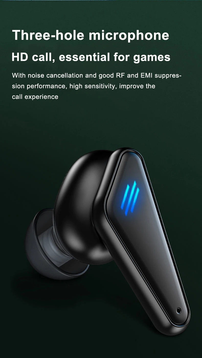 Tws gaming earphone E-sports hot K55 wireless TWS game Bluetooth  low delay half in-ear noise reduction cool headset