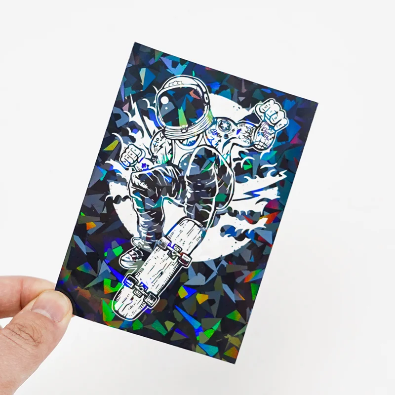 Custom rainbow refraction fragments Self Adhesive Holographic Logo Vinyl Printing Custom Die Cut Laser Hologram Stickers
