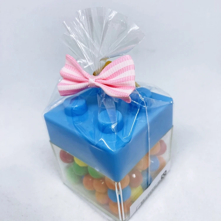 BLUE PLASTICS BUILDING BLOCKS CANDY AND TOY