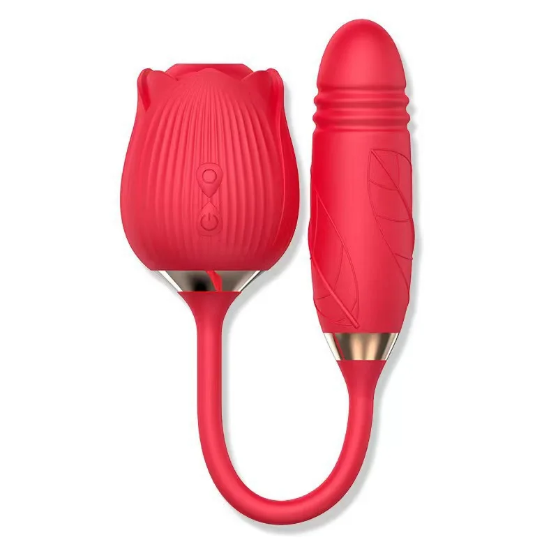 SHIDUNSI 2nd Generation Rose Series Female Premium Vibrator Tongue-Licking and Sucking Telescopic Wand