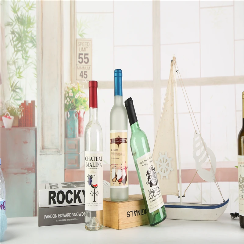 
750ml Glass Bordeaux Wine Bottle Flat-Bottomed Cork Finish Cobalt Blue Clear Frosted Antique Green with Private Labels 