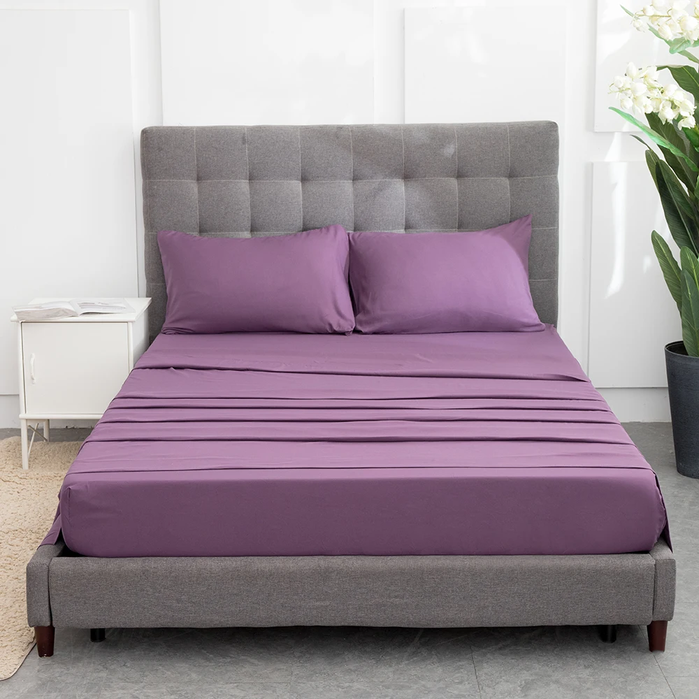 Luxury Quality Manufacturer Polyester Microfiber Fabric King Size Fitted bedsheet Solid Bedding Bed Sheet Set for Hotel
