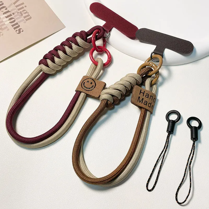 Cheap Printed Premium Woven Lanyard Woven Anti-Lost Cell Phone Accessories Round Lanyard