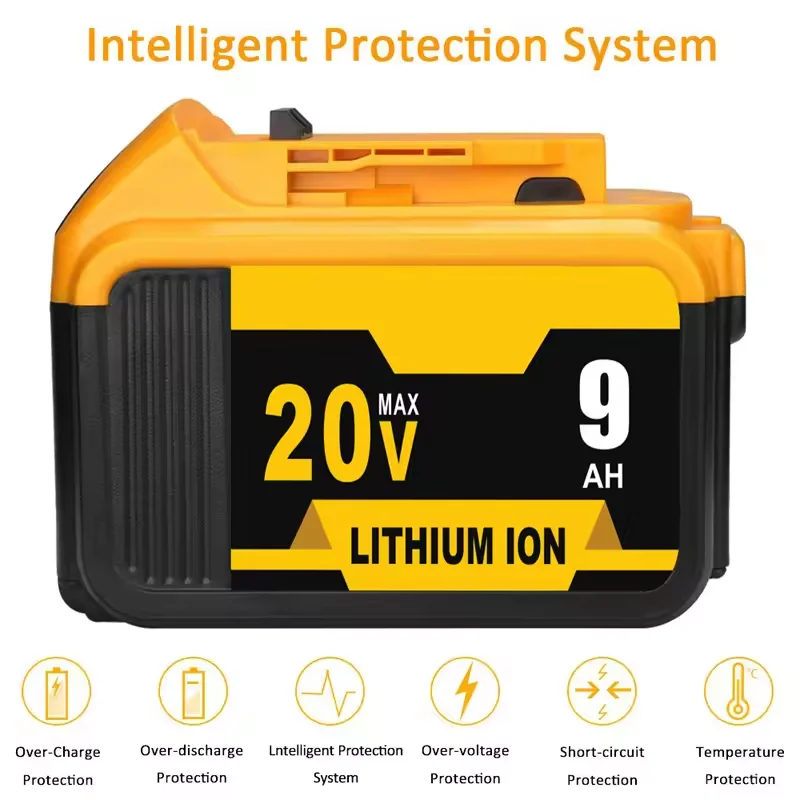 For Dewalt  DCB200 20V   9ah MAX Rechargeable Lithium-Ion Combo Kit 6AH Power Pack Battery Prismatic  Storage Power Tools Solar