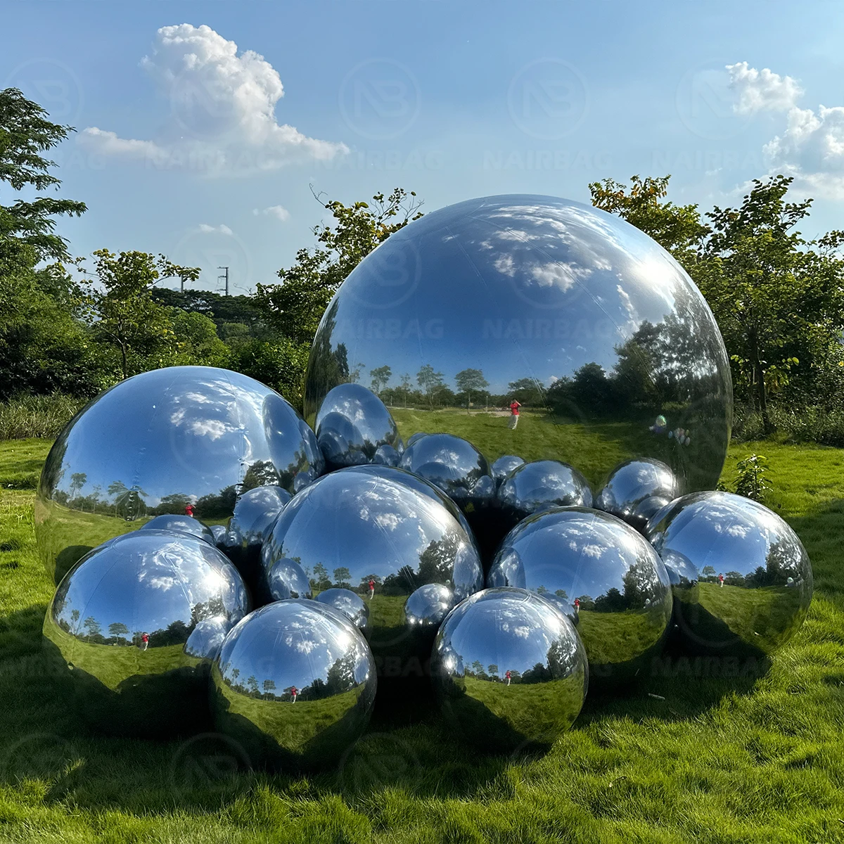 Silver Mirror Ball Inflatable Big Shiny Balls Giant Disco Party Balloon Christmas Event Decor Reflective PVC Large Mirror Sphere