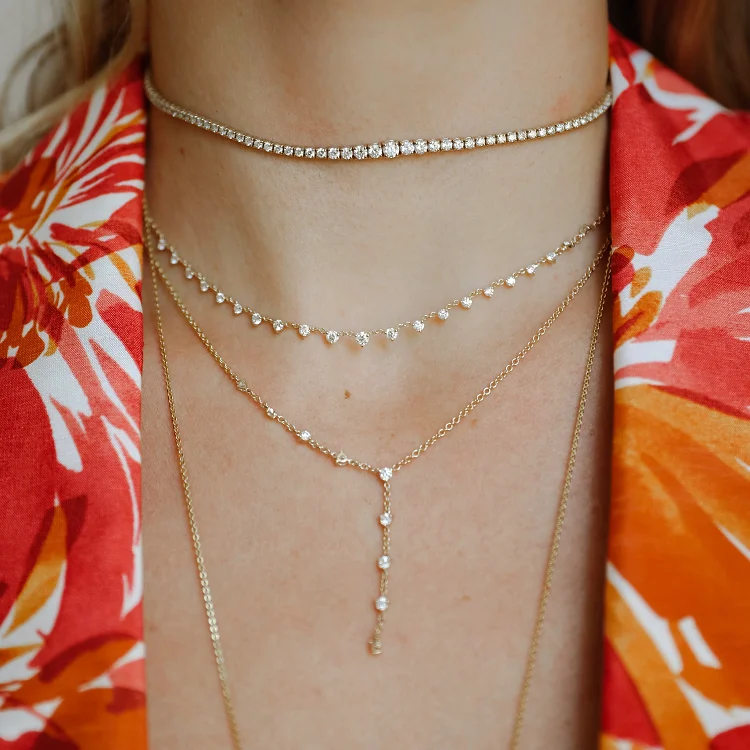 Boho sterling silver cubic zirconia gold plated jewelry lariat ladies necklace with latest design