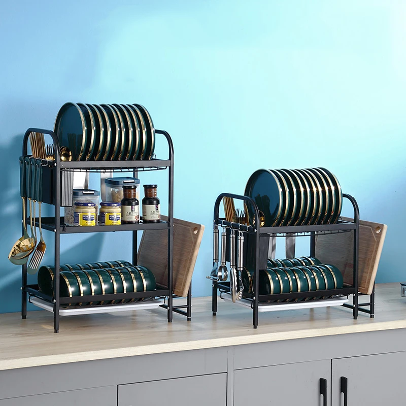 One shipping removable desktop high load-bearing dish rack Drain pan Kitchen rack Storage Holders Racks