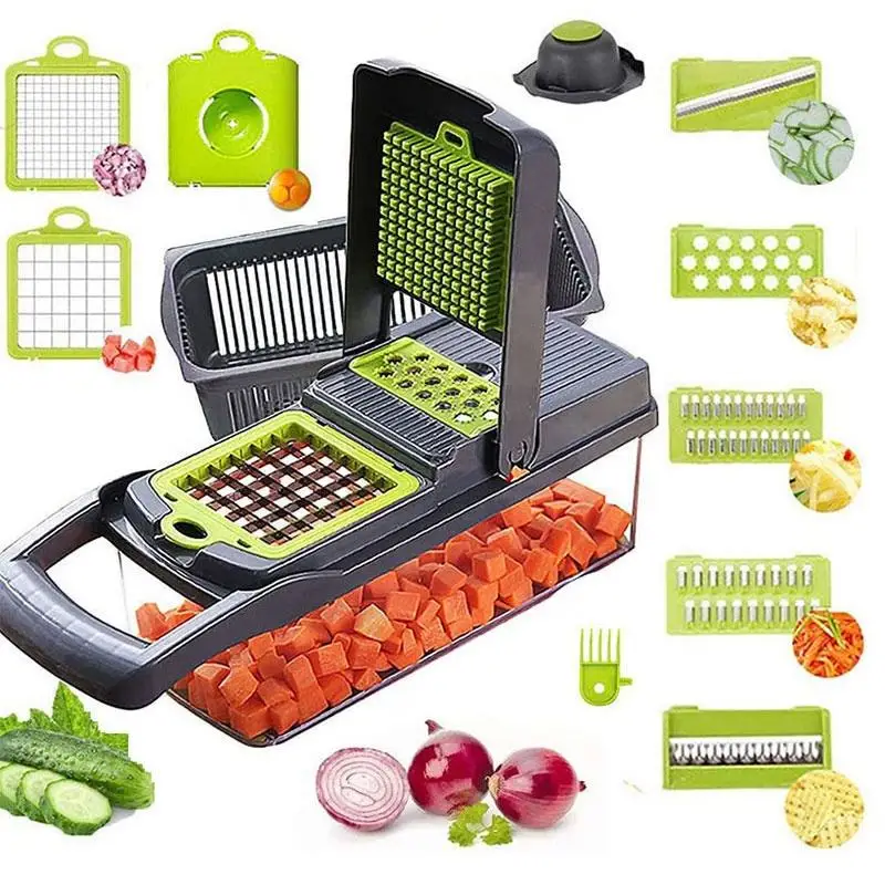 Amazon Hot Sel8ng 12 Vegetables Chopper Multifunctionel Vegetable Cutter Slicer 14 In 1 Fruit Vegetable Slicer Cutter Food Onion