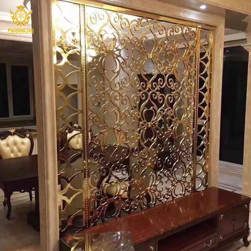 Luxury Metal Panel Decorative Gold Interior Room Divider screen Stainless Steel metal Partition