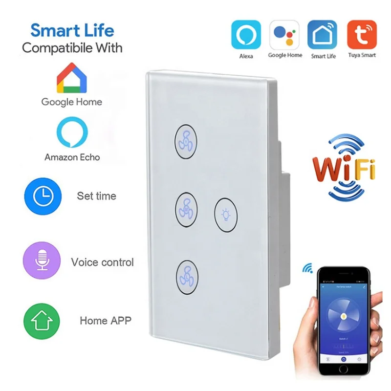 TUYA Smart Life App Remote Control  Smart WiFi Ceiling Fan Light Switch compatible with Alexa