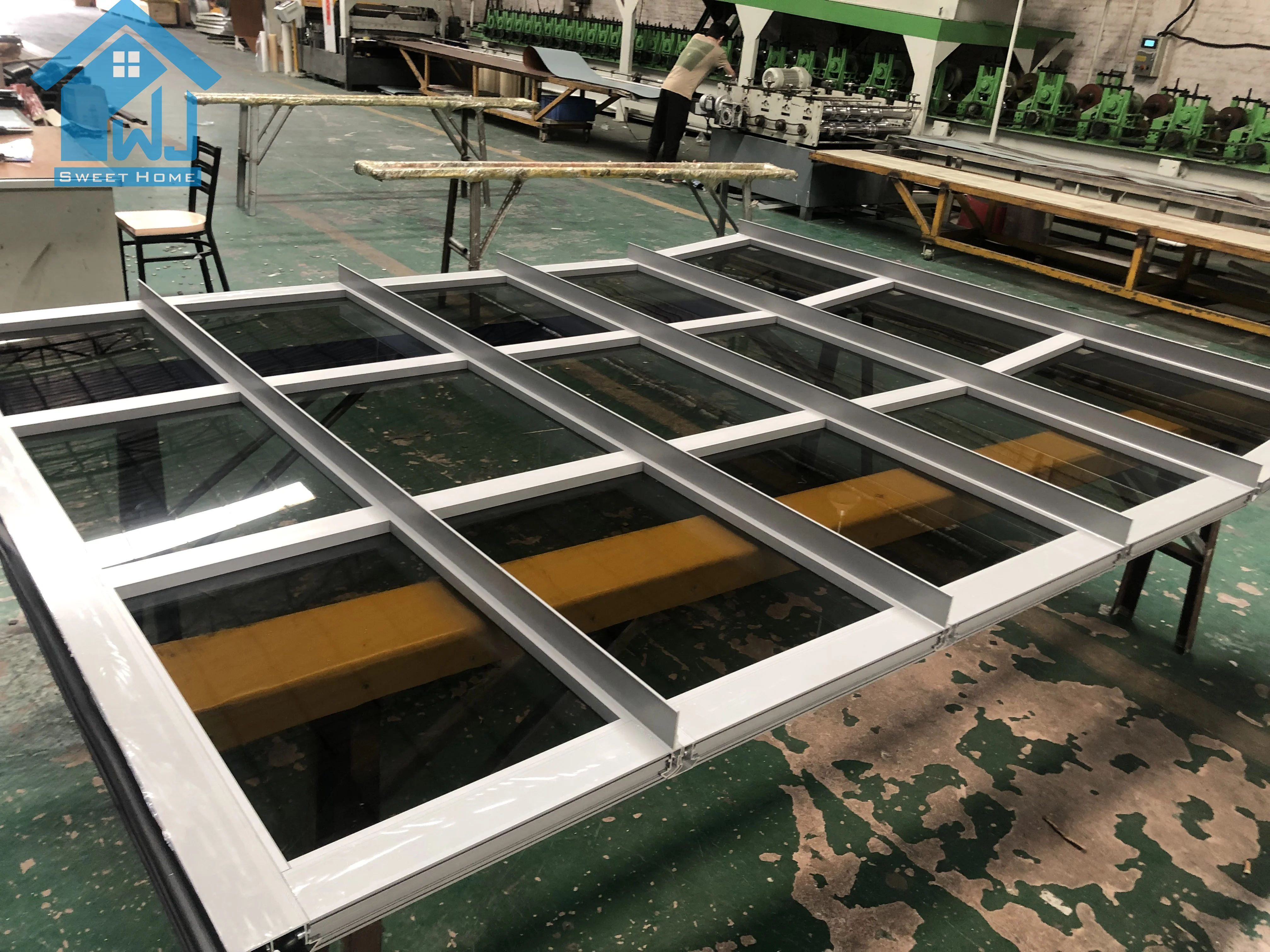 Double tempered glass black color security garage door aluminum garage door panels with German motor other doors