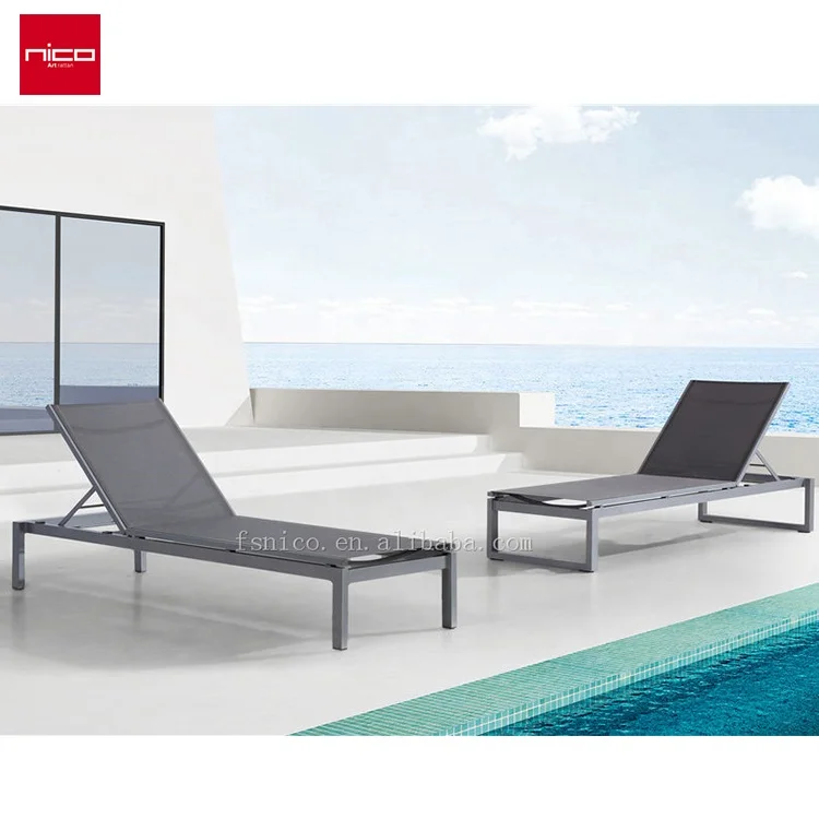 Modern Outdoor Adjustable Aluminium Metal Furniture  Poolside  Beach Sunbed