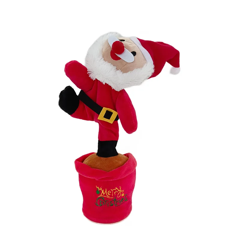 Factory Direct Sale Christmas Atmosphere Children Sound Recording Singing Dancing Santa Claus Plush Toy Dolls