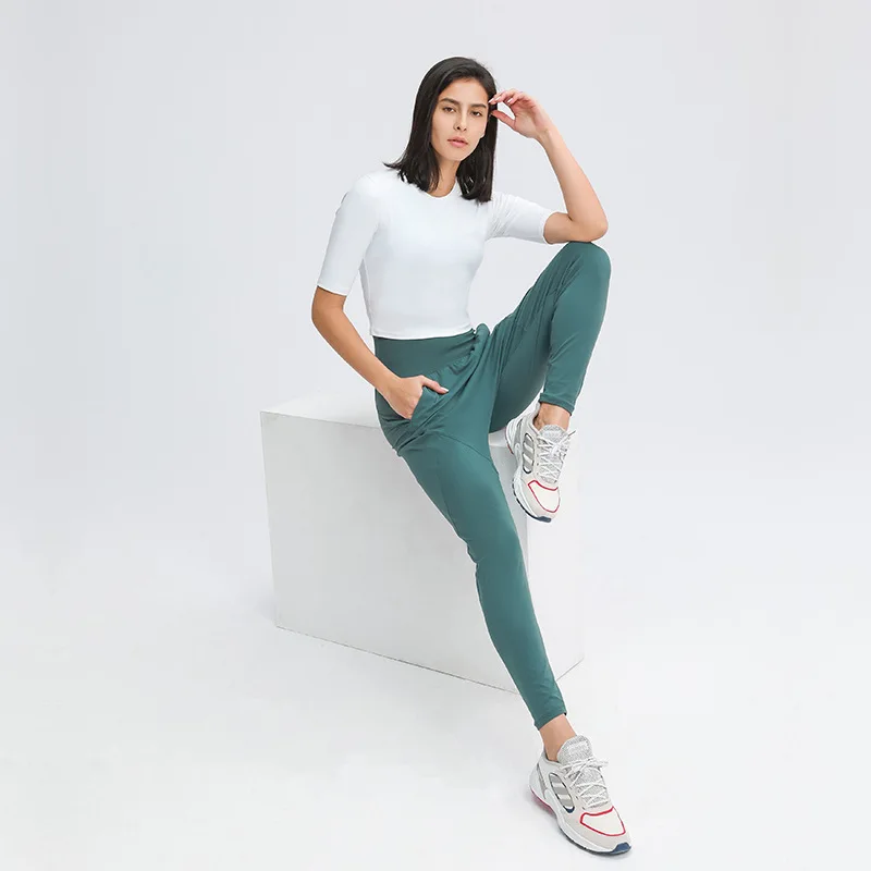 
Slim Fit Solid Round Collar Open Back Custom T-shirt Fitness Sport Energy Yoga Shirt For Women 