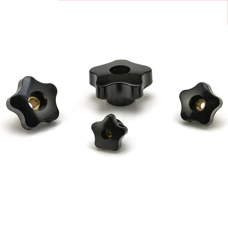 M6 M8 M10 M12 M16 Through Hole Black Bakelite Plastic Female Thread Five Star Mechanical  Hand Tighten Thumb Nuts Clamping Knob