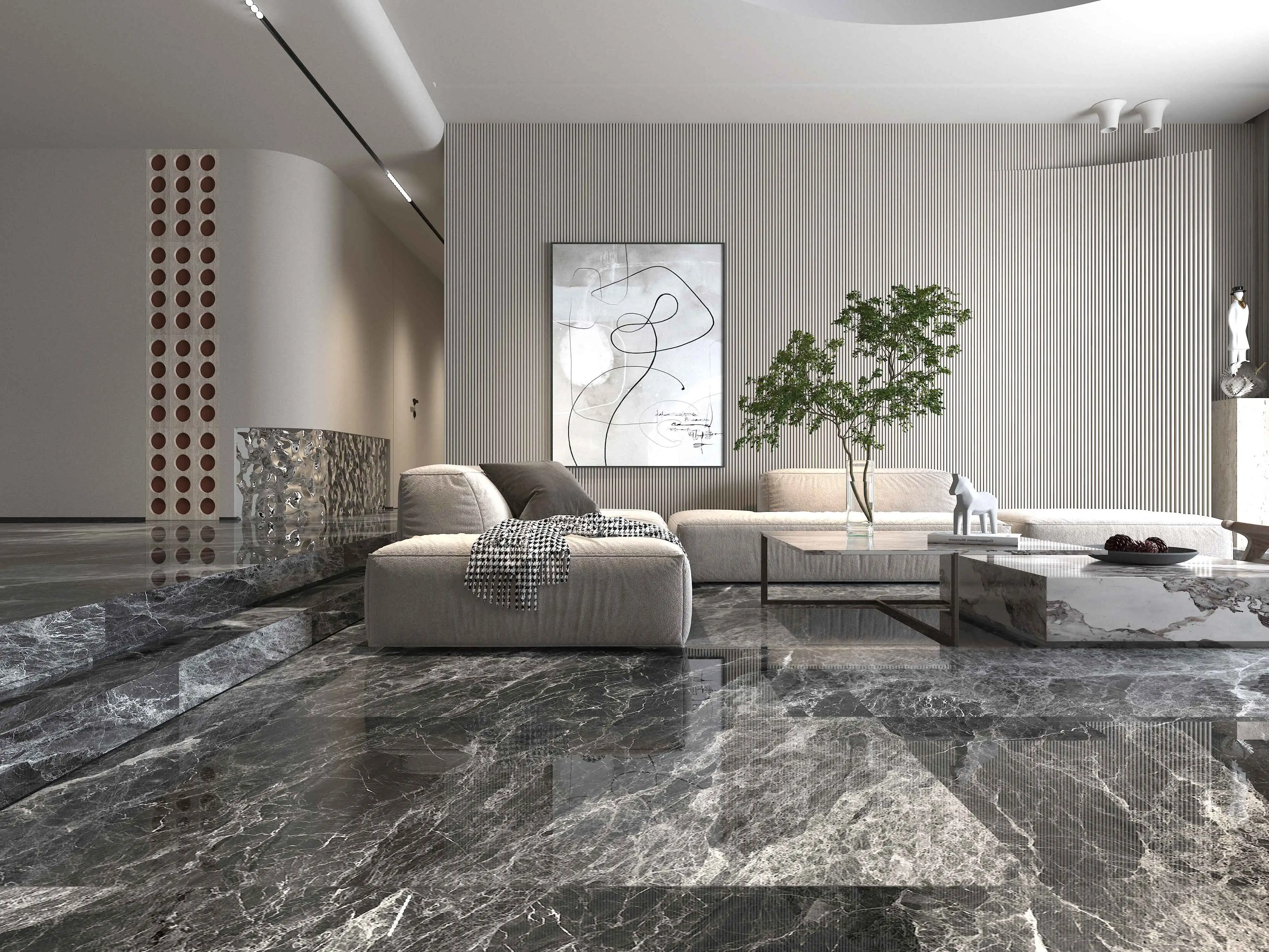High-end Project 600x1200mm Big Size New Design Glazed Polished Porcelain Marble Floor Tile