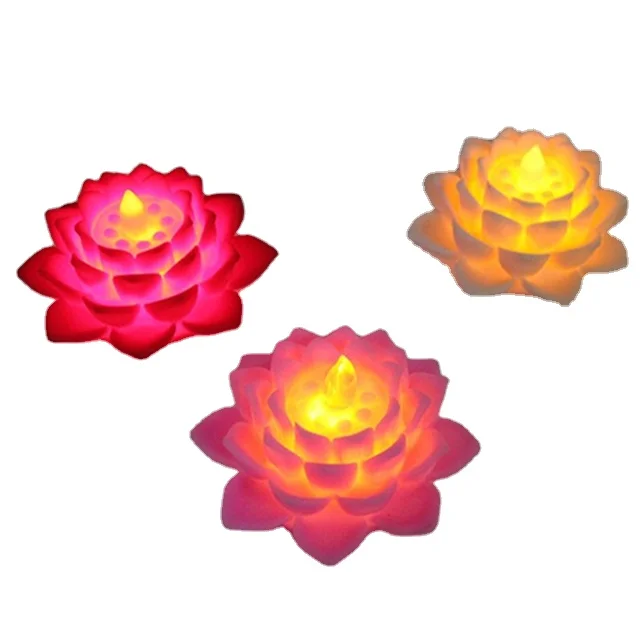 Buddhist Temple Lotus Shape Led Candle Prayer Lotus Lamp Votive Candle Religious Activities LED Candles Nirvana Day Led Velas