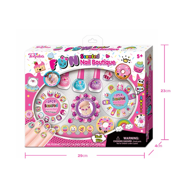 2023 Children makeup fashion Set-Best Scented Kids  Nail polish Art Kit  art play set press on nail peel off nail