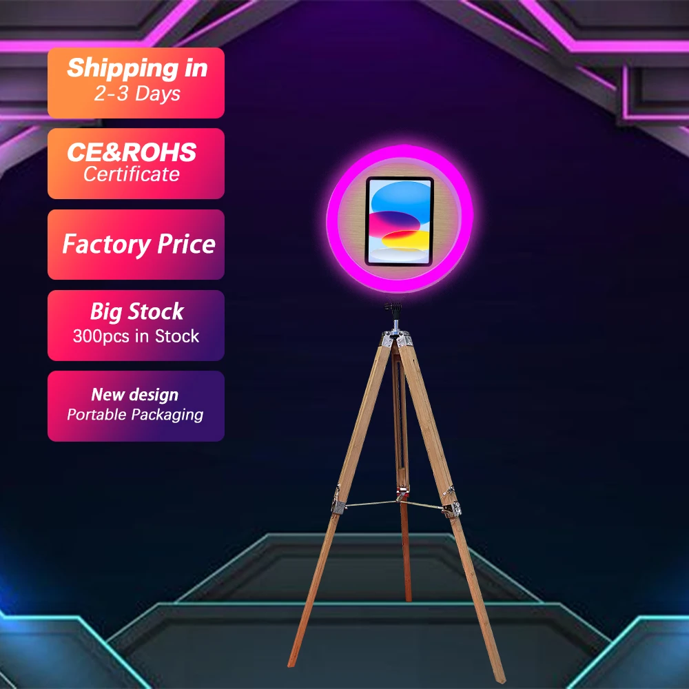 High Quality Portable Selfie Ipad Photo Booth With Ring Light Photo Booth for Sale Tripod Ipad Photo Booth Customized Size