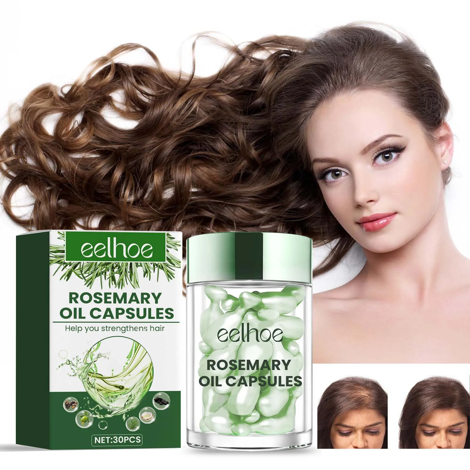 Hot Sale Rosemary Oil Capsules Dry Damaged Hair And Growth Oil Intensive Strength Hair Oil Nourishing Hair Repair Capsules