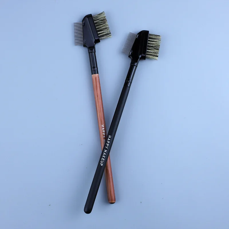 FEIYAN Wholesale Private Label Makeup Single Wooden 2 in 1 Eyebrow Eyelash And Eyebrow Comb Brush