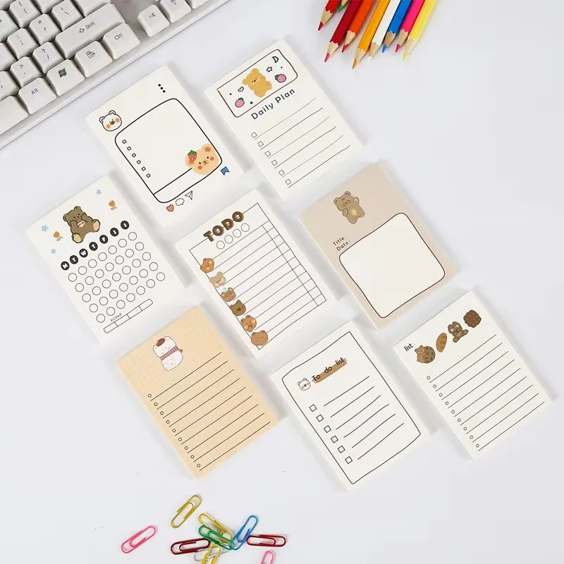 Manufacturer Mini Lined Bulk Custom School Supplies Creative Cute Stationary Cartoon Style Kawaii Sticky Note Memo Pad Notebook