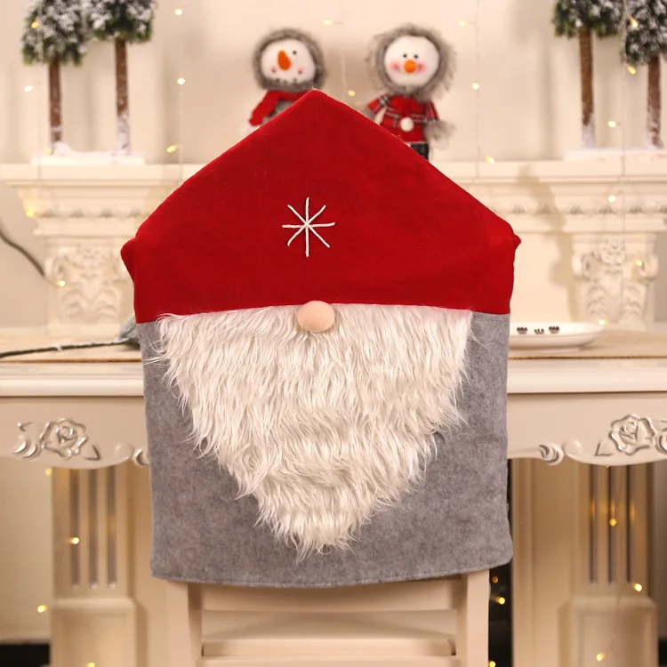 Holiday Party Decorations Factory Wholesale Santa Claus Red Hat Christmas Chair Set Christmas Family Restaurant Decor Chairs Set