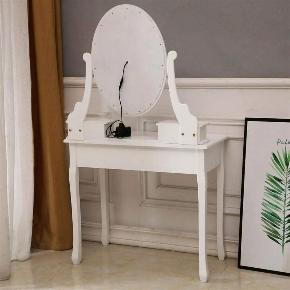 
White makeup vanity table cheap for girls with light bule single mirror 