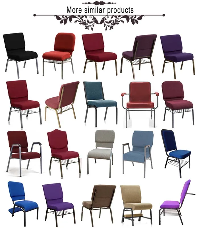Banquet Theater Chair Padded Stackable Red Metal Conference Interlocking Church Chairs With Storage for Auditorium