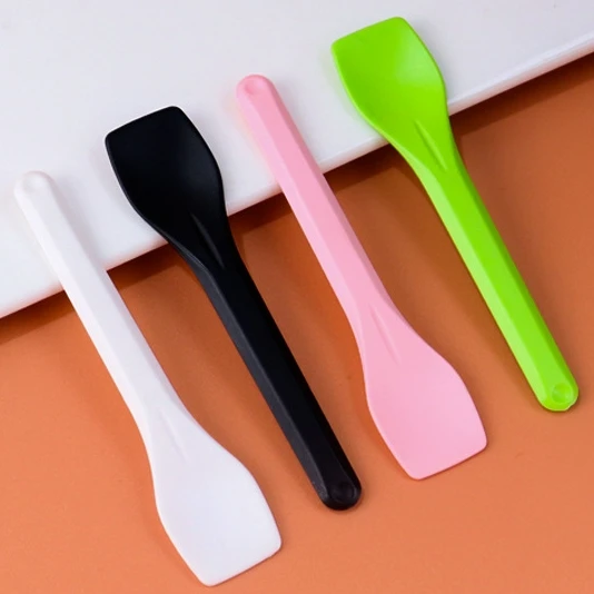 Custom Individually Wrapped Cutlery Compostable Biodegradable Disposable Mini Cute PLA Colored Yogurt Ice Cream Spoon With LOGO
