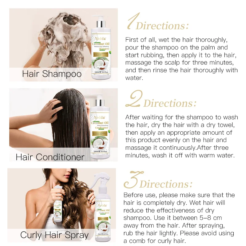 500ml Natural Organic Sulfate Parabens Free Coconut Oil Soft Moisturizing Cleansing Hair Shampoo