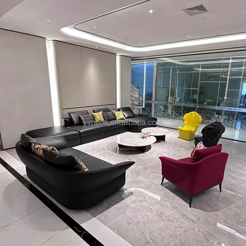Modern Luxury art New arrival modern sofa set furniture black arm comfort round couch and  long sofa luxury living room sofa