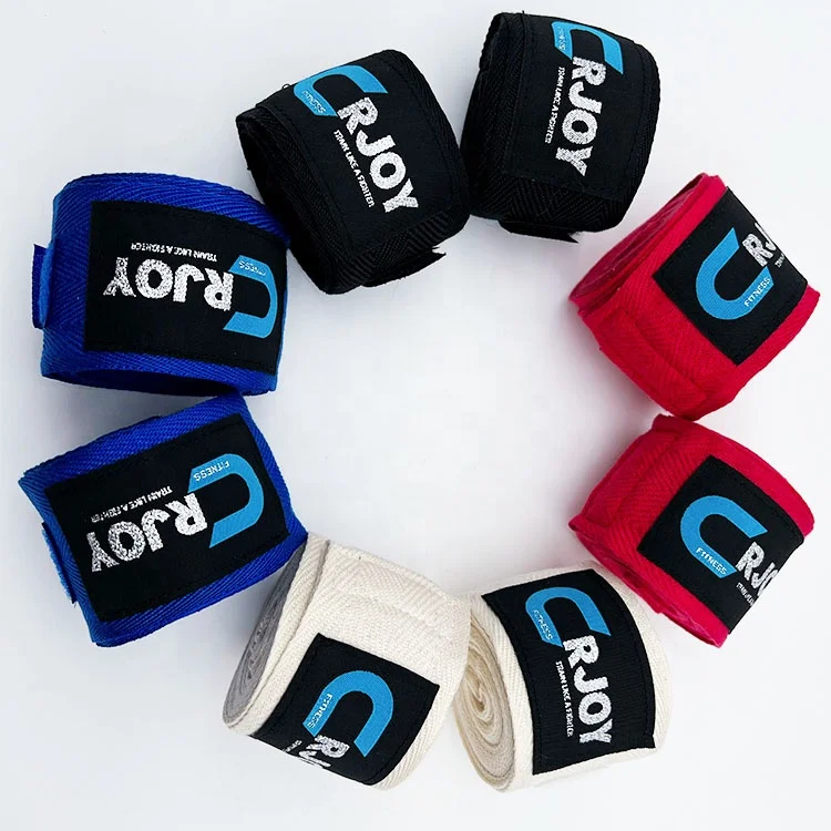 High Quality Custom Logo 180inch Printing Pure muay thai Cotton Wrist Wraps Boxing Bandage Hand Wraps
