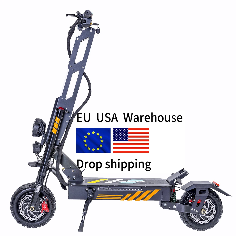 EU USA  warehouse fast delivery Big Power 60v 5600w Dual Motor Adult Electric Scooter Foldable 2 Wheels Scooter  11 Inch Fat Tir